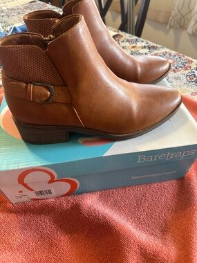 BareTraps Cognac Brown Leather Ankle Booties